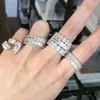 Cluster ringar Lyx 925 Sterling Silver Pave Setting Full Created Moissanite Diamond Eternity Engagement Bröllop för kvinnor Män Smycken