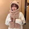 Hiver nouveau mignon ours chapeau foulard un trois pièces ensemble épaissi en peluche chaude chaude fille étudiante fille polyvalente femme et chaleur