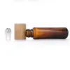 Compacts rechargeables 15 ml Rouleau de verre ambre clair sur des flacons d'huile essentiels de test d'échantillon de bouteille avec rouleau