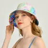 Moda mujeres cubo verano algodón plano sol reversible corbata tinte pescador sombrero deportes al aire libre viaje gorras de playa