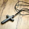 Pendant Necklaces Vintage Wood Cross Crucifix For Men Women Christian Gifts Jewelry With 90cm Rope Chain