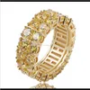 Hip Hop Jewelry Mens Luxury Designer Diamond Finger Ring Rapper Gold Pandora Style Charms Women Love Engagement Wedding Q67Fs With Sid B0Hus