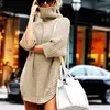 Chandails pour femmes col roulé chauve-souris à manches longues pull robe pull automne hiver couleur unie arc irrégulier ourlet Streetwear