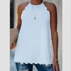 Kvinnors T-shirt Sommar Loose Tank Toppar Kvinnor Ärmlös Camis Off Shoulder Sexig Kvinna O-Neck Ruffles Casual Clothes Ropa Mujer