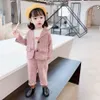 Baby Girl Clothes Plaid Jacket Pants Girl Set Set Casual Style Girls Clothing Set Spring Autumn Kid Clothes 210412