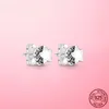 Pendientes de tuerca de aro redondos para mujer, aretes de plata de ley 925 con margaritas pavimentadas, luna y estrella, regalo de joyería