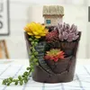 Mini House Figurine Vaso da fiori in resina per cactus alle erbe Piante grasse Fioriera Drop Shipping 210401