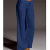 Baumwoll-Leinen-Damenhose, locker, Übergröße, 5XL, weites Bein, hohe Taille, lang, entspannt, gerade, mit Taschen, X0628