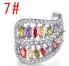 Ny blandad färgring Dubbelkantad Rhinestone Crystal Zircons Ringar EU-storlek 6 till 9