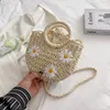 Female Straw Weave Tote Handmade Flower Shoulder Famous Designer Crossbody Summer Beach Messenger Bags