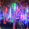 Lampy słoneczne 30 CM LED Meteor Prysznic Garland Holiday Strip Light Outdoor Wodoodporne Wairy Lights Dla Ogrodowa Ulica Bożenarodzeniowa Dekoracja