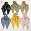 Women Scrunchie Ribbon Elastic HairBands Bow Scarf Printing Head Band for Girls Ladies Hair Ropes Ties Hair Accessories