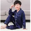 Long Sleeve Silk Pajamas for Girls Boys pjs Autumn Pajama Set Satin Pijama Harper Seven Pyjamas Sleepwear Suit 10 years old 210903