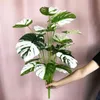 75cm 24 Leaves Artificial Monstera Large Tropical Plants Real Touch Palm Leaves Fake Plastic Turtle Foliage Home Office Decor 211104