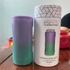 Cups Slim Double walled Stainless Steel Insulated Can Mug Cooler for 12 Oz Slims Cans Cup Thermos (Glitter Mermaid) Christmas gift CG001