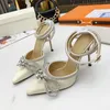 Bow Fairy Silk High Heeled Sandals Stovepipe Artifact Sexig Fashion Urban Style Arbetsplats Essential Kan matchas med 35-42 Heel Height 9.5