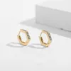 Hoop & Huggie Simple Design Classic Geometric Round Crystal Earrings For Women Fashion Gold Color Metal Hexagon Small Jewelry