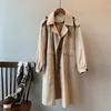 Kobiety Moda Trench Coat Solid Casual Loose Long Long Winbreaker Pojedyncze Kieszenie Panie Outwear Ropa Mujer 210515