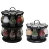 Roterande kökshylla Storage Rack Spice Jar Pepper Spray Creasing Bottle Salt Shaker Condiment Organizer Holder 211112