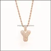 Pendant Necklaces & Pendants Jewelry Hip Hop A~Z Bubble Letters Necklace Micro Pave Rhinestone Iced Out 26 Alphabet Charm Twisted Rope Chain