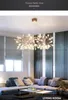 Modern Nordic LED Firefly Hanging Lamp Living Room Round Chandelier Modern Rose Gold/Black Kitchen Branch Pendant Lamps Lighting