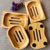 NEWBathroom Bamboo Soap Dish Biodegradable Natural Drain Rack Wooden Durable Ecological Home Storage Organizer Eco Friendly Products RRF1275