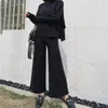 Kadın Iki Parçalı Pantolon Set Kazak Kazak Eşofman Yüksek Bel Örgü Geniş Bacak Düz Eşofman Kadın Rahat Örme