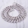 14 mm smycken set för män Miami kubanska kedjor Full diamantlås Choker Chain Halsband Armband Hip Hop Bling Iced Out Tillbehör 7inch 8inch 16inch-24inch