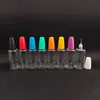 Garrafas PET 30ml vazias de agulhas de plástico com tampas coloridas à prova de crianças para vapor líquido E Cig
