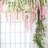 12pcs Wisteria fleurs artificielles suspendues guirlande vigne rotin fausse fleur fleur fleurs de soie pour le jardin de la maison décoration de mariage3043735