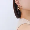 Aro Huggie de acero inoxidable geométrico en forma de C chapado en oro niñas lindos Pendientes para mujeres joyería de moda Bohemia Argollas Pendientes