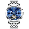 고품질 일본 이동 자동 기계식 시계 럭셔리 문 라이트 3ATM 손목 시계 남성 손목 시계를위한 크리스마스 선물