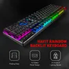 Havit Mechanical Gaming Keyboard and Combo Blue Switch 104 Keys Rainbow Backlit Keyboards, 4800DPI 7 Button Mouse Wired