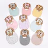 Baby bib double-faced Bibs grid printing burp cloth Cotton flax Bow headband Hair accessories Infant Set 3 Pieces kids Gift Sets wmq890