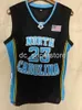 마이클 23 노스 캐롤라이나 Tarheels 농구 유니폼 블루 화이트와 블랙 스티치 맞춤 남성 여성 청소년 XS-6XL