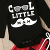 Nyfödd barn baby pojke 0-12m 3pcs kläder jumpsuit bodysuit byxor hatt outfits set g1023
