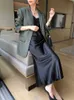 Women Dark Green Blazer Loose Suit Vintage Casual Blazers Spring Autumn Office Lady Jacket Coat Femel 210608