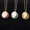 Vintage Engraved Flowers Round Necklace 3 Color Stainless Steel DIY Picture Frame Photo Locket Pendant Necklaces for Women Fashion Jewelry