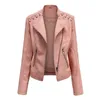 Giacche da donna Giacca da donna in pelle Chaqueta Cuero Mujer Giacca da donna con risvolto Motor Coat Zip Biker Short Punk Top corto Veste En