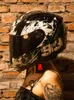 오토바이 헬멧 헬멧 남성과 여성 전기 전체 얼굴 사계절 여름 나이트 머리 회색 성격