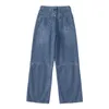 Jeans de coração da moda Yedinas para meninas Mulher larga de gola alta calça de calça de jeans de jeans de jeans mujer perna larga 210527