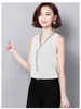 Plus Size Womens Tops e Blusas Blusas Mujer de Moda Simulação Silk Tecido Vest Solto V-Pescoço Camisa Senhoras 3224 50 210521