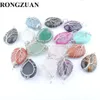 Water Drop Tree of Life Pendants Silvers Color Wire Wrap Weave Crystal Stripe Agate Turquoise Amethyst Opal Natural Stone Beads Charms Reiki Jewelry DBN442