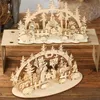 Kerstversiering 1 Set DIY Tafel Houten Ornament Snowman Church 2022 jaar voor Home NOEL NOEL XMAS SUPP C2Z4