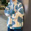 ラムベルベットジャケット男性韓国のトレンド冬の肥厚カップルの街路壁のトップシャツの若者スウェット210811