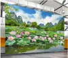 Beställnings- foto bakgrundsbilder för väggar 3D-väggmålningar Vacker idyllisk damm Lotus Landskap Målning TV Bakgrund Väggpapper Heminredning