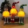 Decorazioni natalizie 2 pezzi LED incandescente Gnome gambe lunghe bambola senza volto con luce casa Rudolph ornamento anno regali di Natale per i bambini