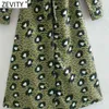 Women Vintage Turn Down Collar Leopard Print Bow Tie Sashes Shirt Dress Femme Long Sleeve Casual Slim Midi Vestido DS4945 210416