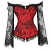 NXY sexy set corsetto overbust di alta qualità sexy maglia di pizzo manica lunga bottoni erotici donne floreali bustier lingerie top broccato 1129