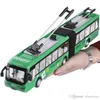 Diecast Alloy Double Carriages Trolley Bus Bus, Boy Model Car Toy, Sight Sound, Sult Back, 1:48, украшение, рождественские подарки на день рождения, сбор, 2-2